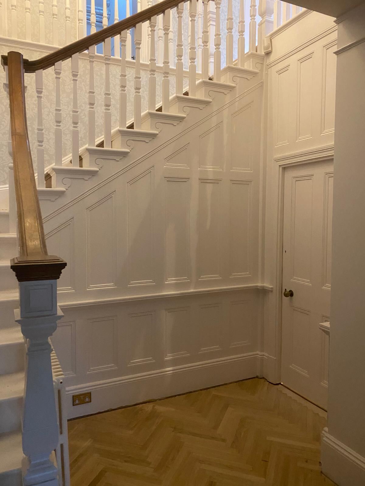Panelled staircase decoration at Oriel College Oxford